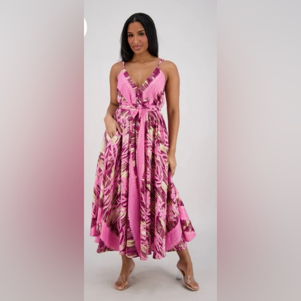Womens Pink Maxi Dress One Size Brand New Sealed